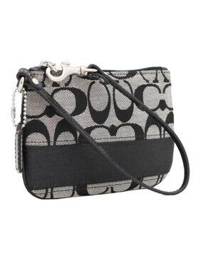 Coach Signature Stripe Wristlet-Black
